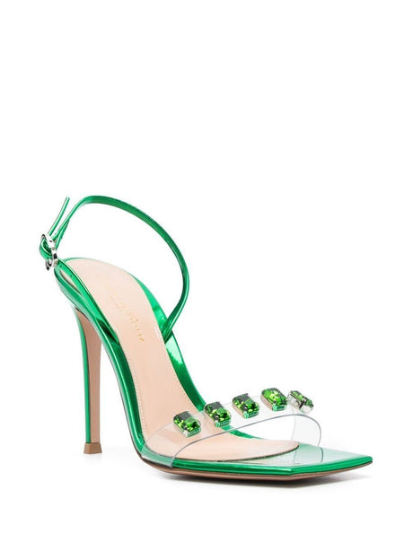 GIANVITO ROSSI Tranquil Green Ribbon Sandals for Women - SS23 Collection