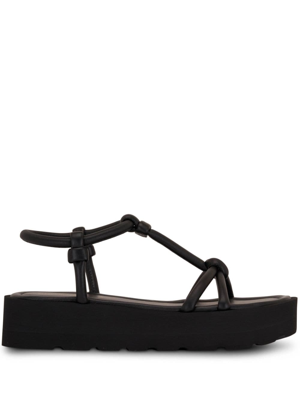 GIANVITO ROSSI Open Toe Flatform Leather Sandals for Women in Black