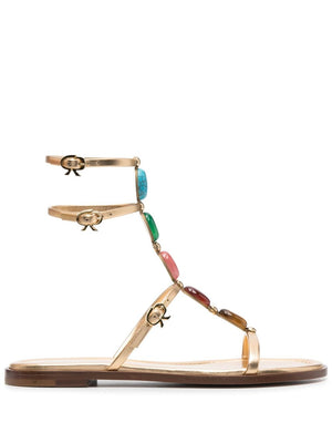 GIANVITO ROSSI Women's Golden Shanti Flat Gladiator Sandals