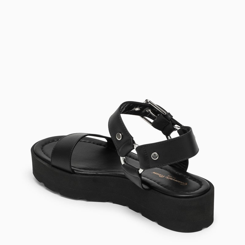 GIANVITO ROSSI Black Leather Platform Sandal for Women - SS24 Collection