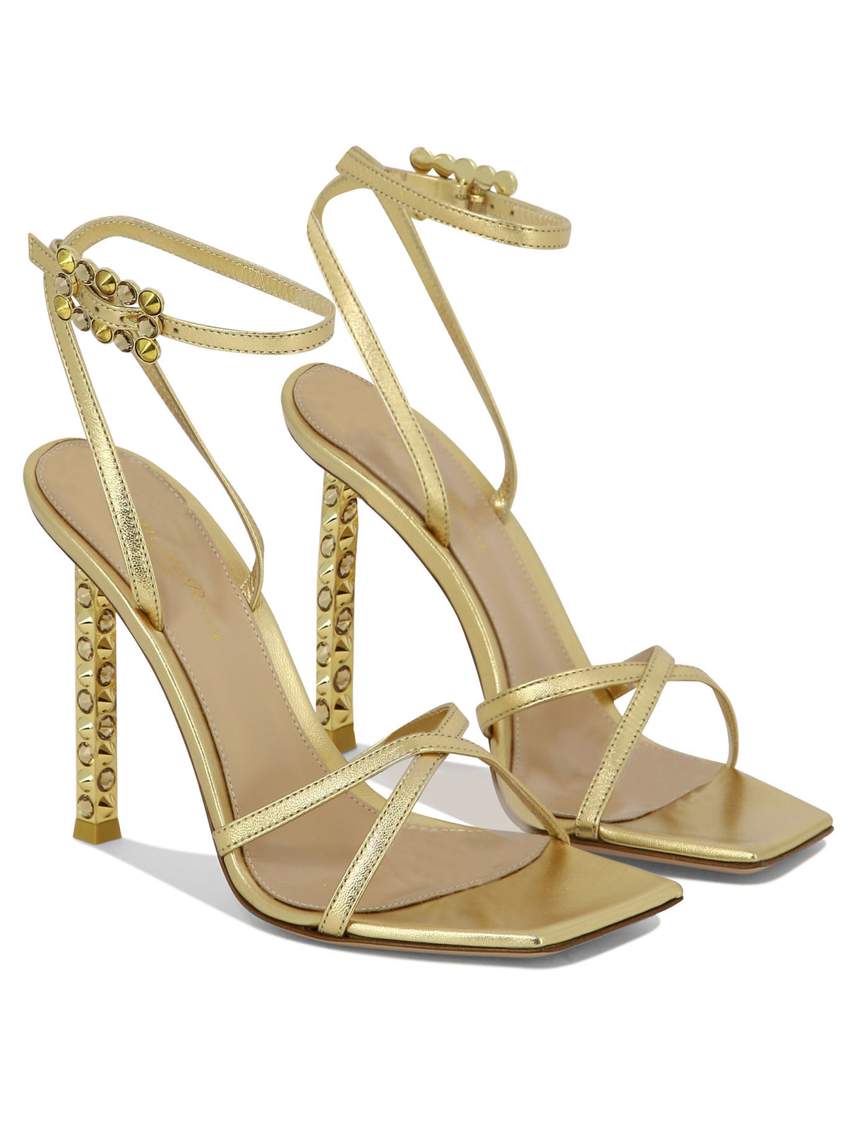 GIANVITO ROSSI Gold Criss-Cross Heeled Sandals for Women, SS24 Collection