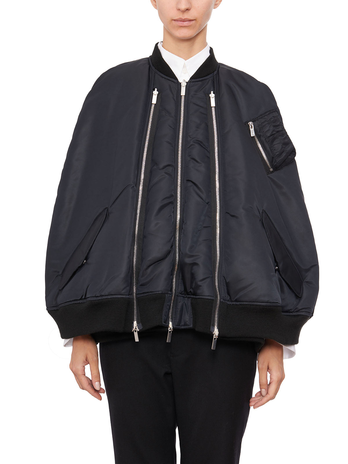 COMME DES GARÇONS Oversize Black Nylon Bomber Jacket for Women - FW23