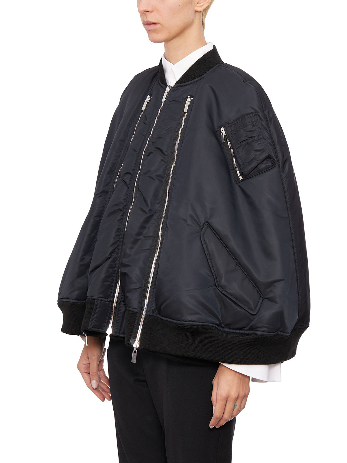 COMME DES GARÇONS Oversize Black Nylon Bomber Jacket for Women - FW23