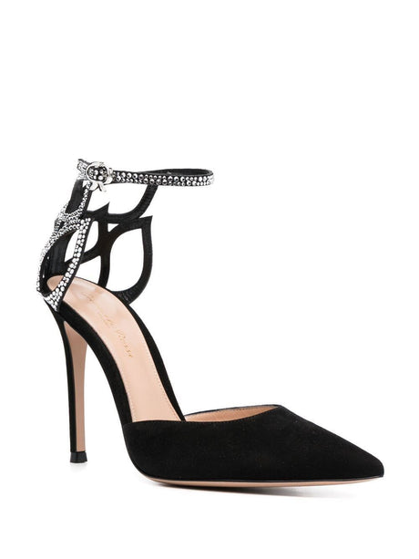 GIANVITO ROSSI Sophisticated Black Crystal Pumps