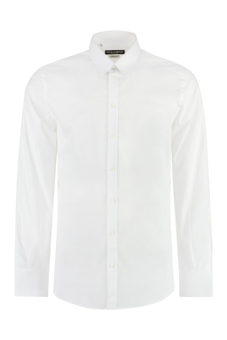 DOLCE & GABBANA Men's White Cotton Shirt with Classic Collar