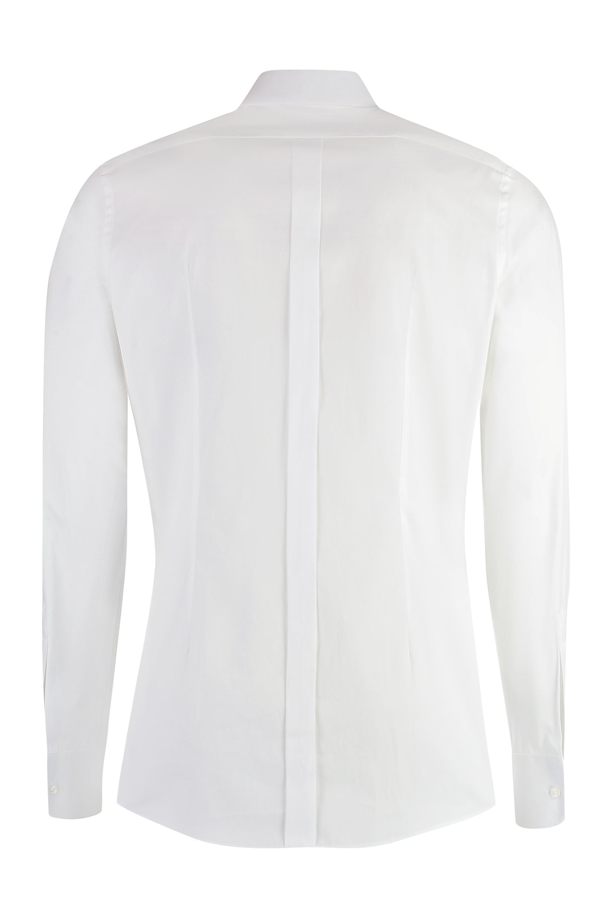 DOLCE & GABBANA Men's White Poplin Tuxedo Shirt with Embellished Buttons & Rounded Hem