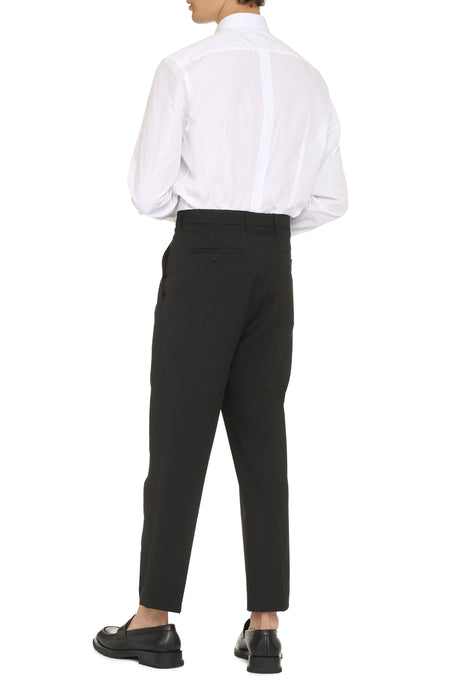 DOLCE & GABBANA Men's White Poplin Tuxedo Shirt with Embellished Buttons and Rounded Hem - SS22