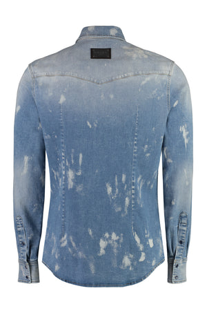 DOLCE & GABBANA Men's Paint Splatter Denim Shirt for FW23