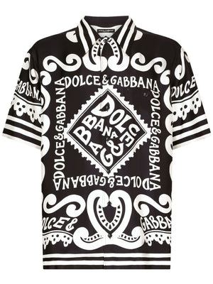 DOLCE & GABBANA Navy Printed Silk Shirt for Men - SS24