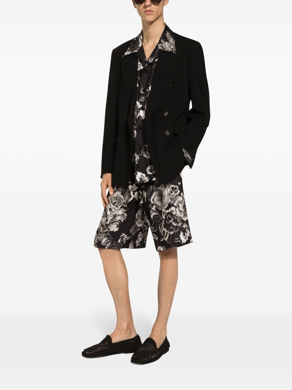 DOLCE & GABBANA Monochrome Floral Silk Shirt