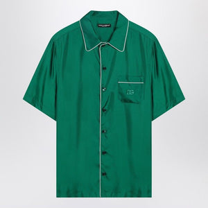 DOLCE & GABBANA Silk Twill Shirt with DG Logo Embroidery