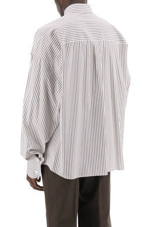 DOLCE & GABBANA Men's Oversized Striped Poplin Shirt - Long-Sleeved Italian Collar Cotton Shirt with Maxi French Cuffs