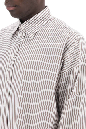 DOLCE & GABBANA Men's Oversized Striped Poplin Shirt - Long-Sleeved Italian Collar Cotton Shirt with Maxi French Cuffs