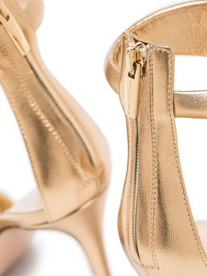 GIANVITO ROSSI Golden Bijoux Leather Heel Sandals