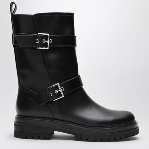 GIANVITO ROSSI Thiago Black Leather Mid-Height Boots