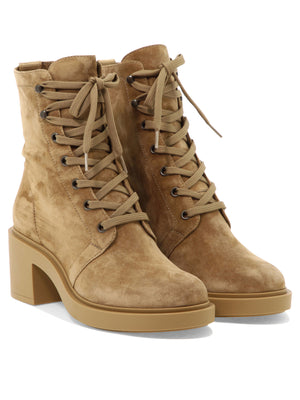 GIANVITO ROSSI Leather Lace-Up Boots for Women in Beige - FW23 Collection