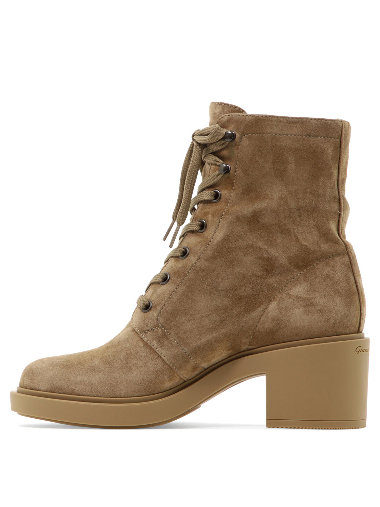 GIANVITO ROSSI Leather Lace-Up Boots for Women in Beige - FW23 Collection