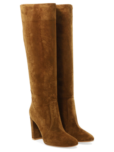 GIANVITO ROSSI Brown Glen Boots - 8.5cm Medium Heel - SS23