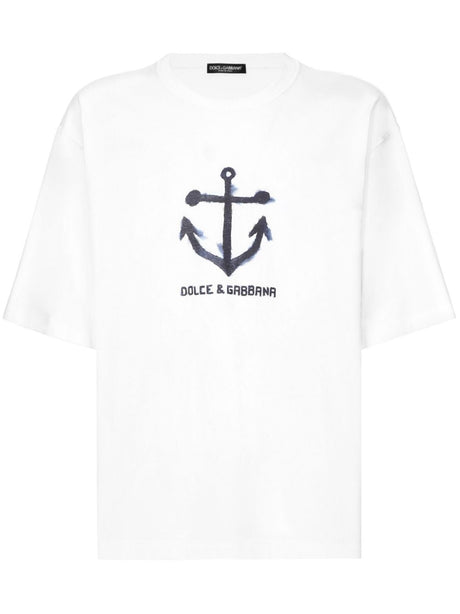 DOLCE & GABBANA Pure White Men's Cotton Crew-Neck T-Shirt for SS24