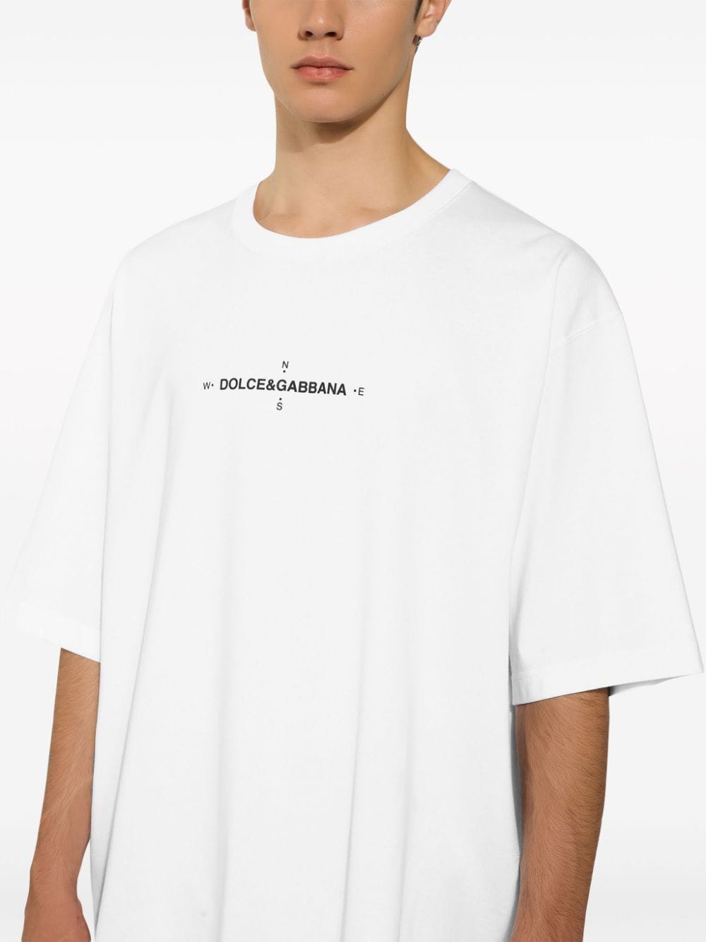 DOLCE & GABBANA Optical White Logo Cotton Tee - Men's Short Sleeve Crew Neck