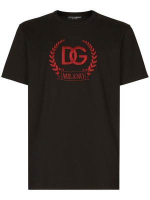 DOLCE & GABBANA Embroidered Logo Cotton T-Shirt for Men in Black - FW23