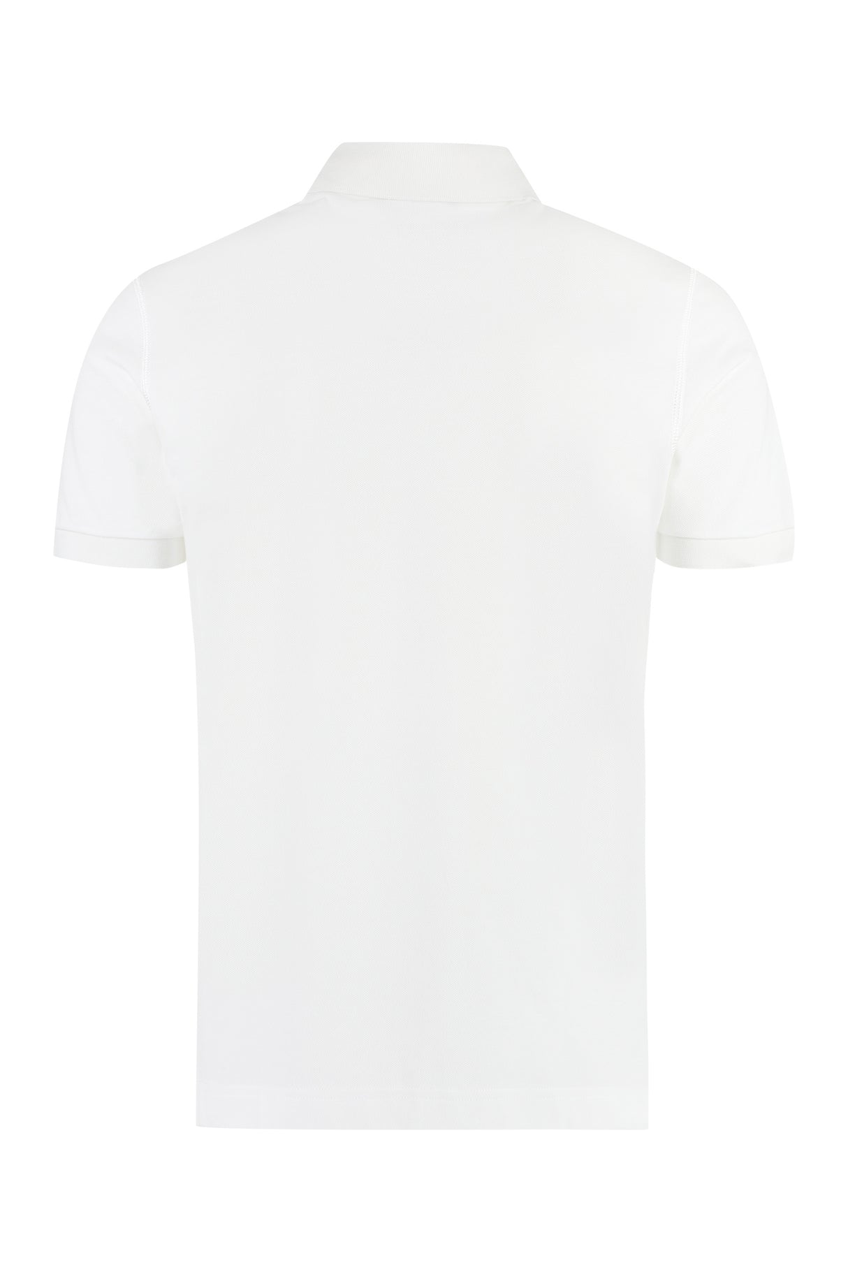 DOLCE & GABBANA Men's White Cotton Polo Shirt with Front Logo Patch and Ribbed Collar & Sleeves