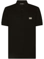 DOLCE & GABBANA Elegant Black Cotton Polo with Silver-Tone Emblem