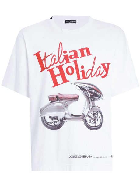 DOLCE & GABBANA Vespa Print Cotton T-Shirt