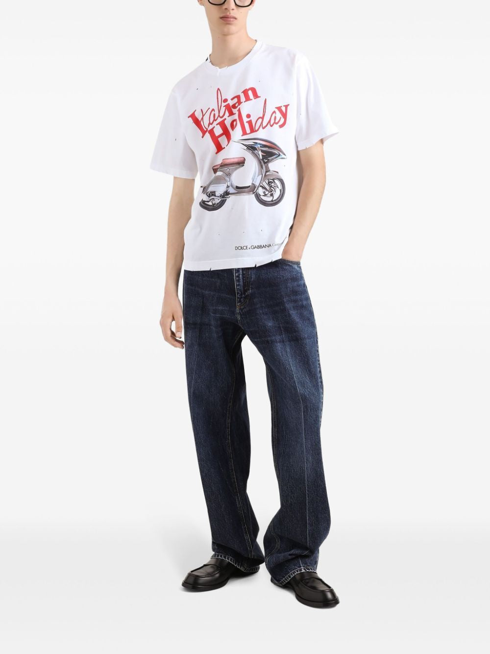 DOLCE & GABBANA Vespa Print Cotton T-Shirt