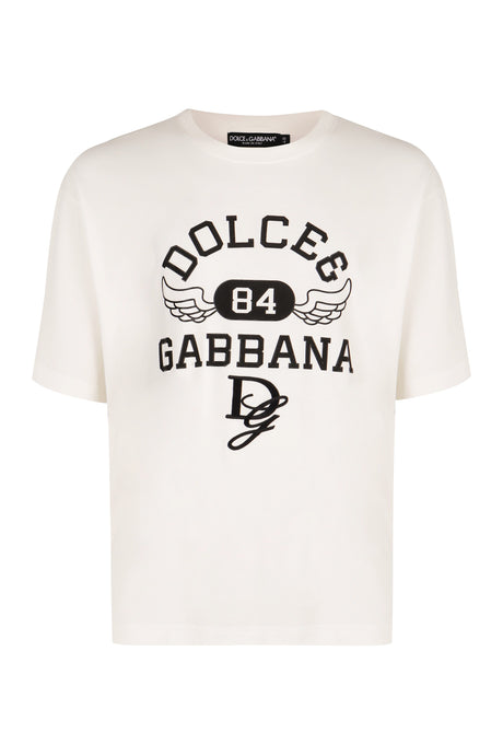 DOLCE & GABBANA Embroidered Logo Relaxed Fit T-Shirt - Size IT 46