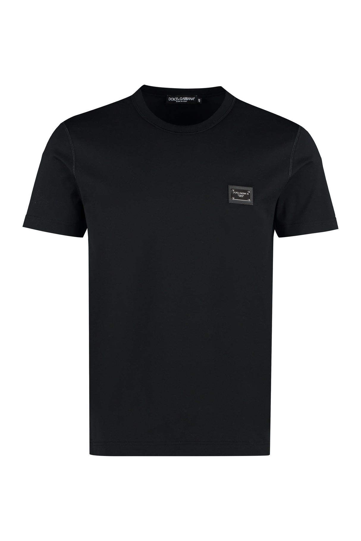 DOLCE & GABBANA Classic Black Cotton T-Shirt for Men with Iconic Logo Patch