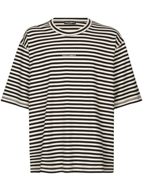 DOLCE & GABBANA Blue Striped T-Shirt for Men