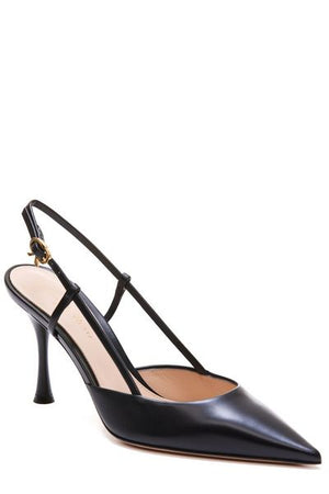 GIANVITO ROSSI Sleek Black Laminated Leather Slingback Pumps for Women