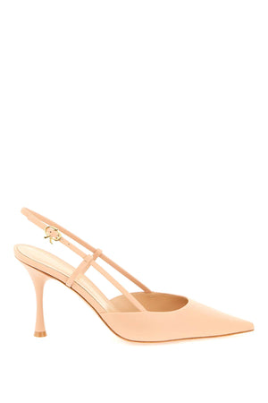 GIANVITO ROSSI 'Ascent' Slingback Pumps in Laminated Leather - Flared Heel & Adjustable Strap - Pink - FW23