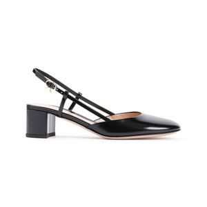 GIANVITO ROSSI Elegant Black Leather Slingback Pumps with Mini Heel