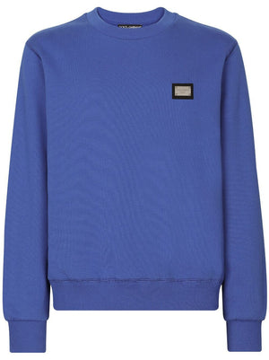 DOLCE & GABBANA Navy Cotton Crew-Neck Sweatshirt for Men - SS24 Collection