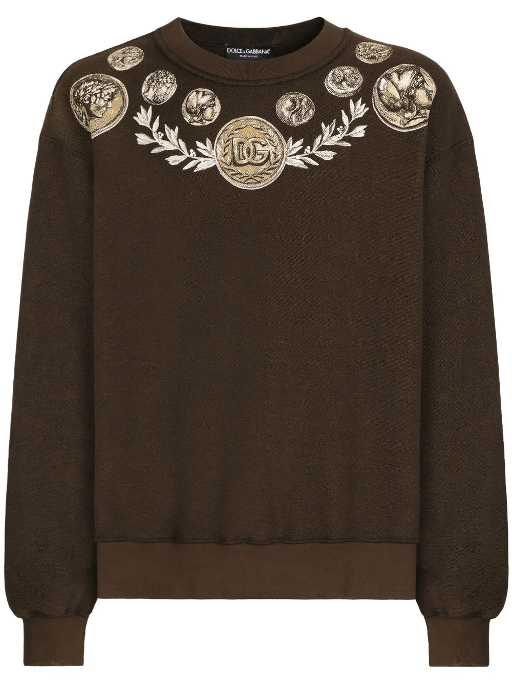 DOLCE & GABBANA Men's Graphic-Print Cotton Sweatshirt in Brown for FW23