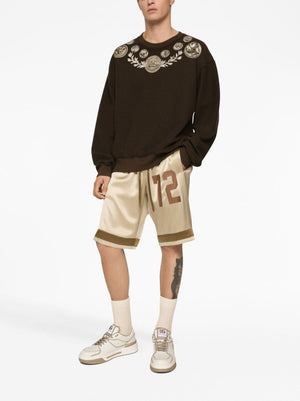 DOLCE & GABBANA Men's Graphic-Print Cotton Sweatshirt in Brown for FW23