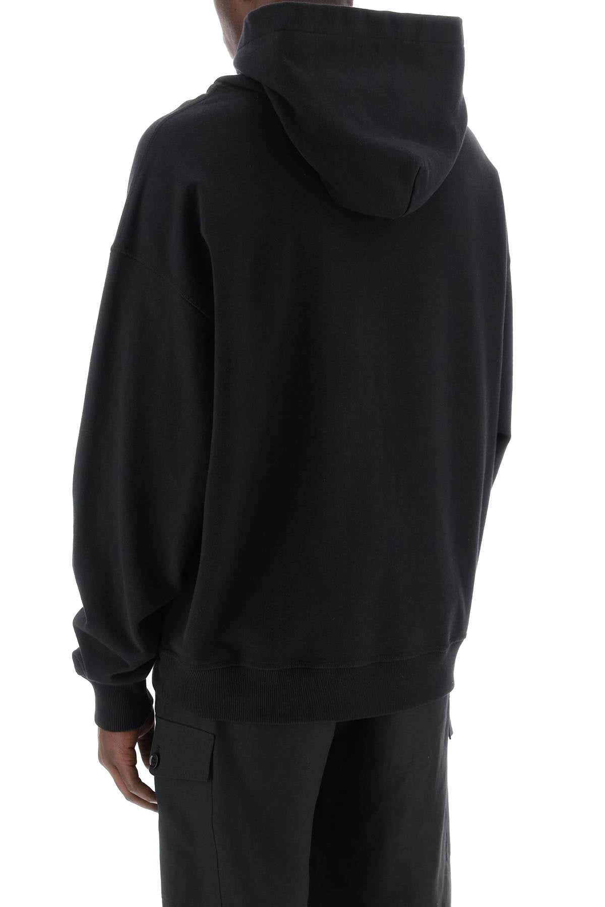 DOLCE & GABBANA Men's Black Hoodie with Tone-On-Tone Logo Print