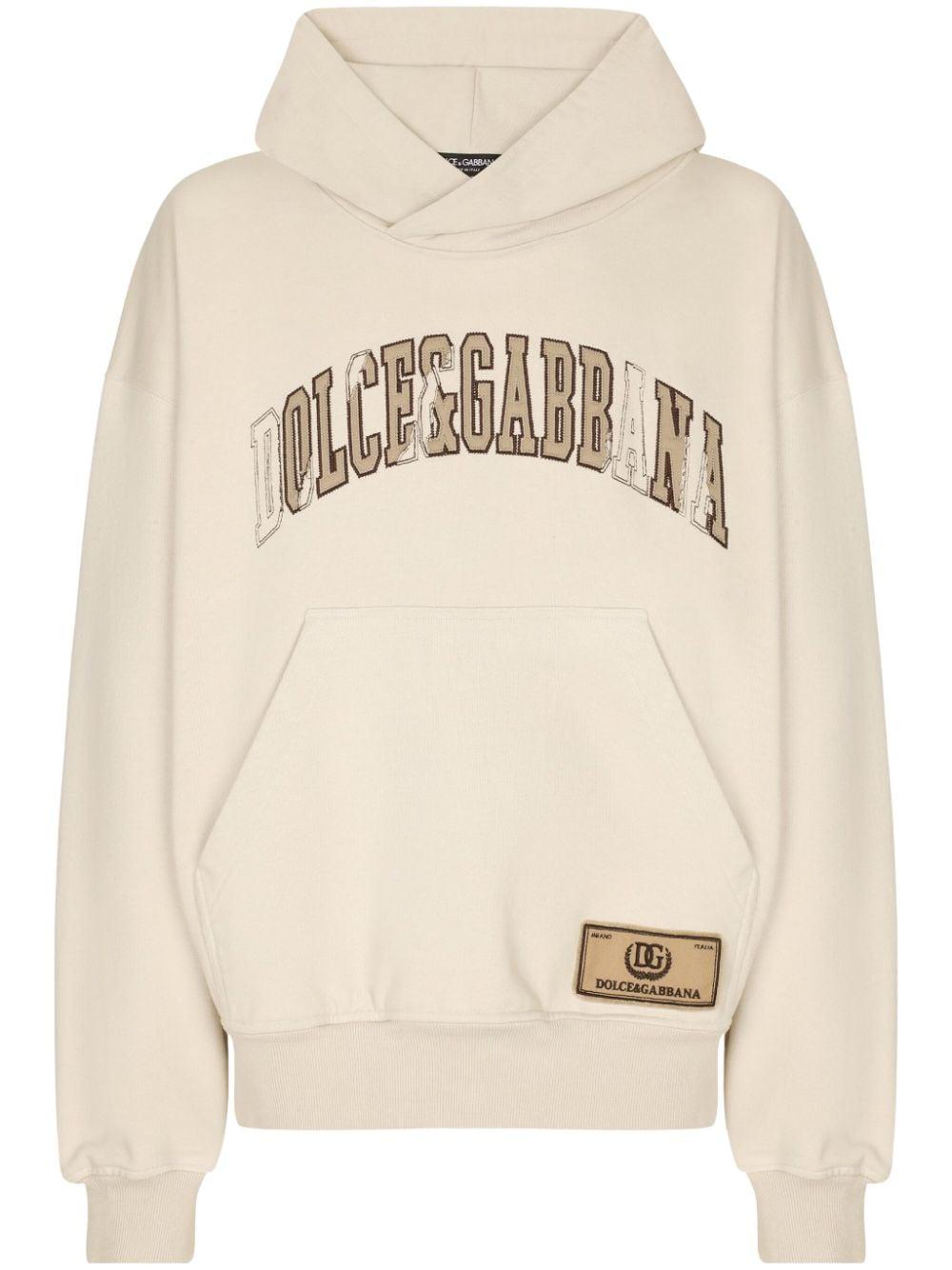 DOLCE & GABBANA HOODED SWEATSHIRT WITH EMBROIDERED LOGO