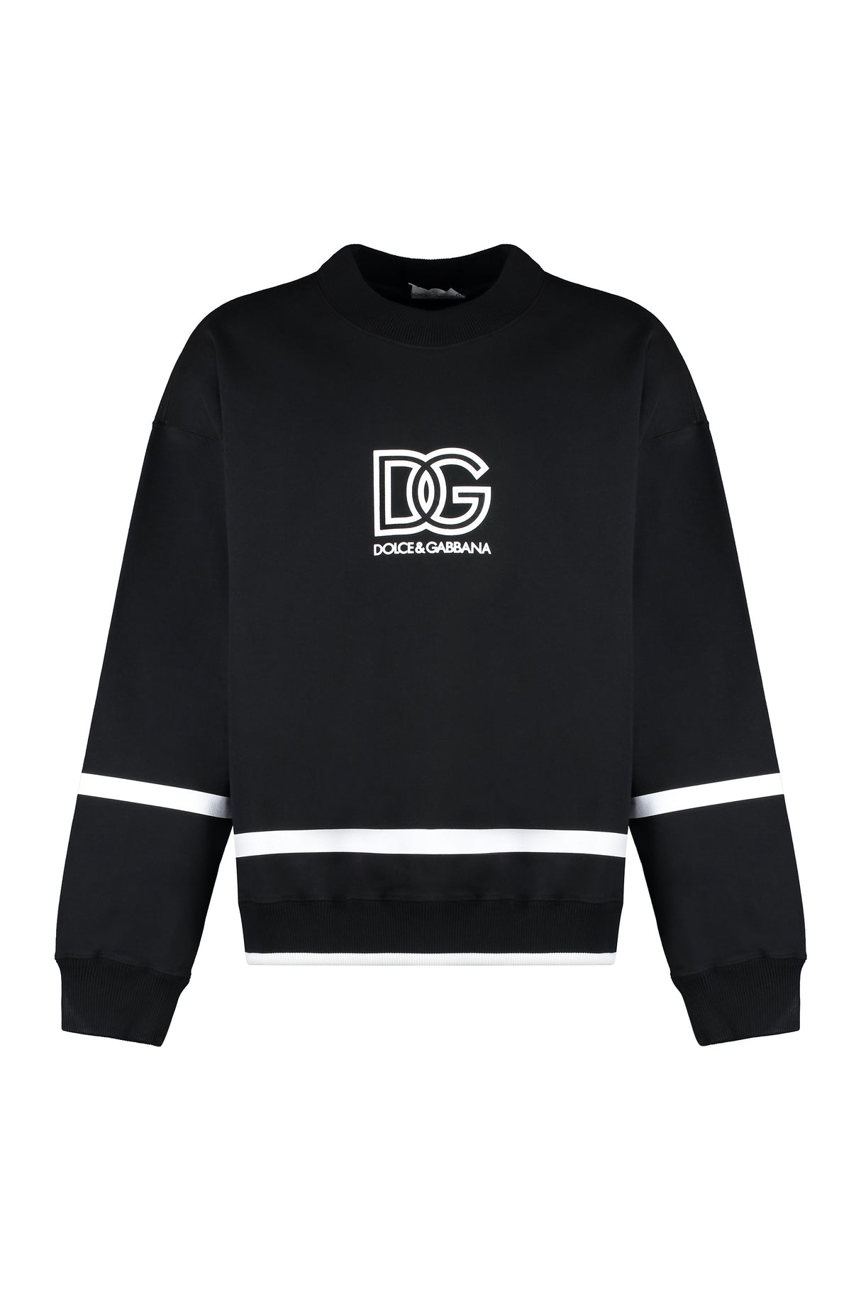 DOLCE & GABBANA Men's Black Cotton Crew-Neck Sweatshirt