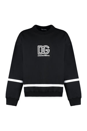 DOLCE & GABBANA Men's Black Cotton Crew-Neck Sweatshirt