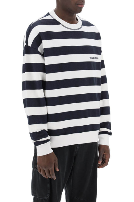 DOLCE & GABBANA Nautical-Inspired Striped Men's Sweatshirt with Embroidered Logo