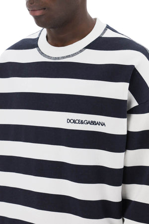 DOLCE & GABBANA Nautical-Inspired Striped Men's Sweatshirt with Embroidered Logo