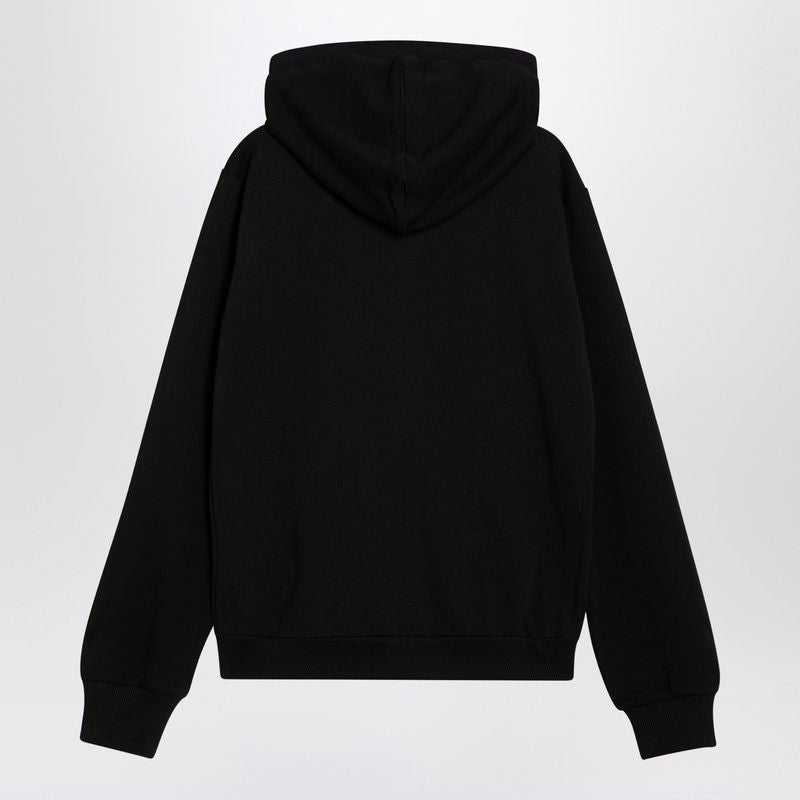 DOLCE & GABBANA Men's Black Logo Plaque Hoodie Sweatshirt