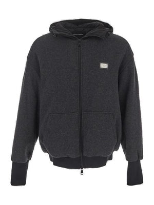 Áo khoác nỉ có mũ full-zip cho nam màu xám cho FW23