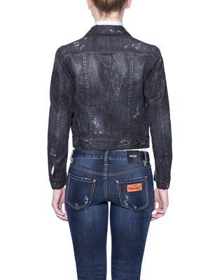 DSQUARED2 Black Studded Jacket - Unlined with Button Fastening & Double Pockets