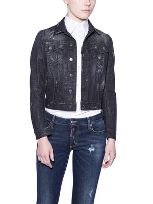 DSQUARED2 Black Studded Jacket - Unlined with Button Fastening & Double Pockets