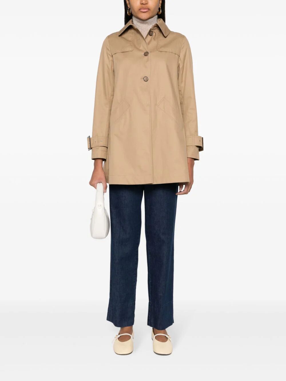 HERNO Elegant A-line Gabardine Jacket for Women in Brown