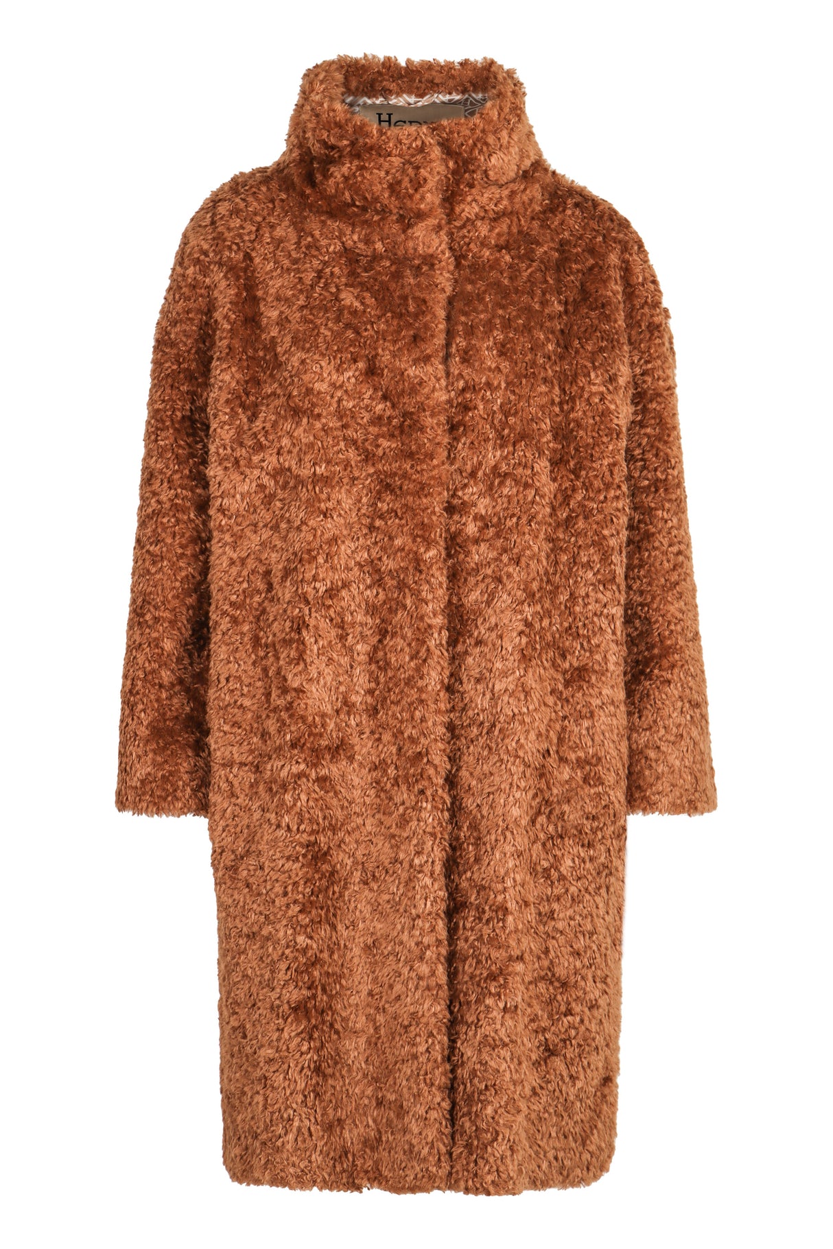 HERNO Chic Camel Faux Fur Jacket with Dual Pockets